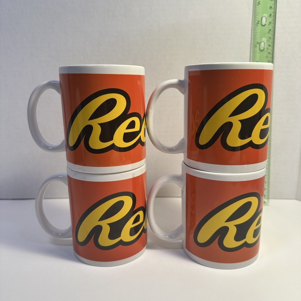 Reese's Peanut Butter Cups Galerie Orange Ceramic Coffee Mugs Set of 4 Licensed